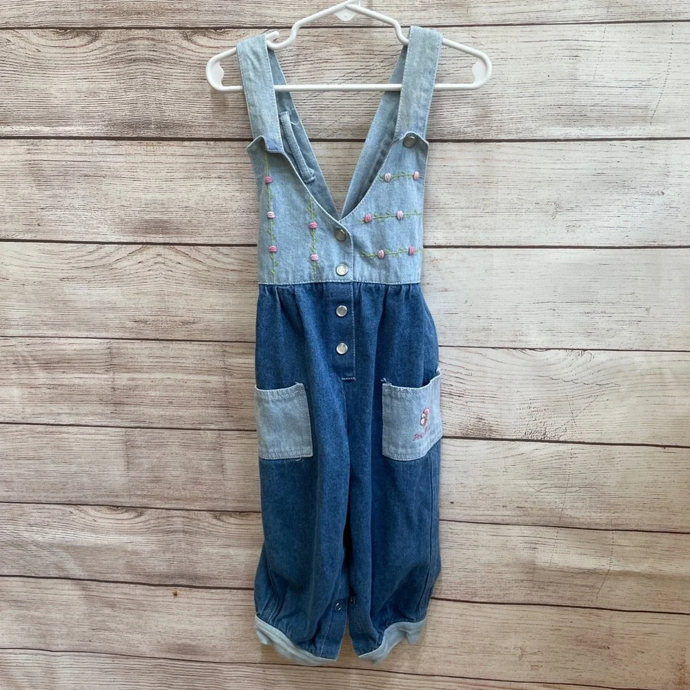 VINTAGE‎ EMBROIDERED DENIM OVERALLS